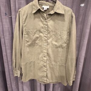 AlfredDunner Sage army Green Blouse ladies women’s blouse size 8 vintage top